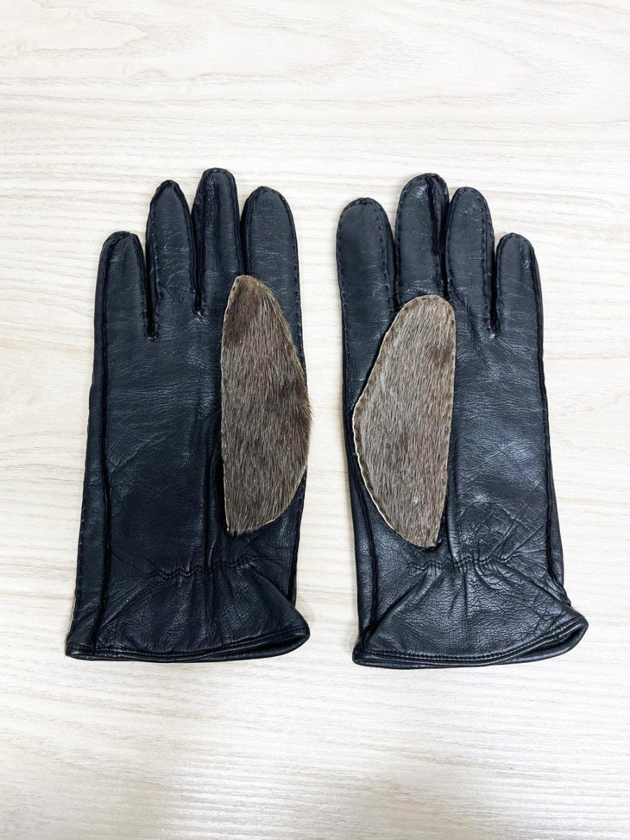 vintage seal fur hand - stitched leather gloves | lined - good market thrift store