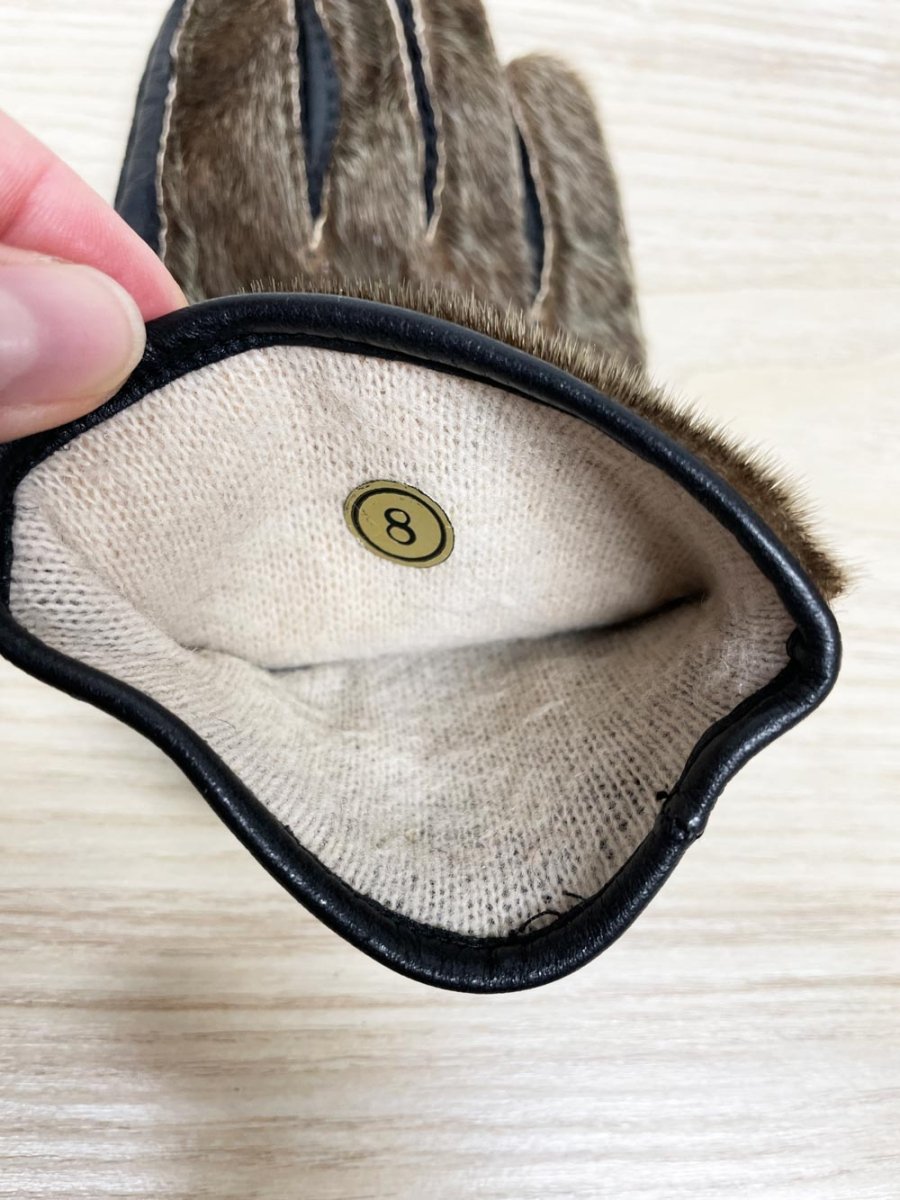 vintage seal fur hand - stitched leather gloves | lined - good market thrift store