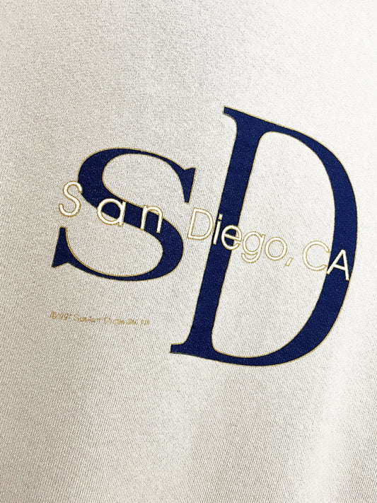vintage 90s san diego spell out ringer crew neck