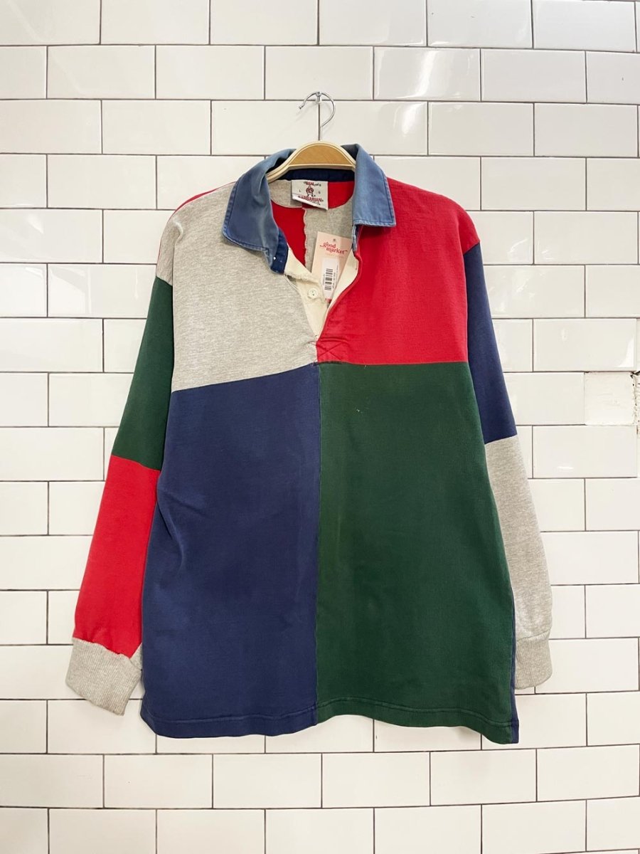 vintage 90s barbarian colour block rugby polo - good market thrift store