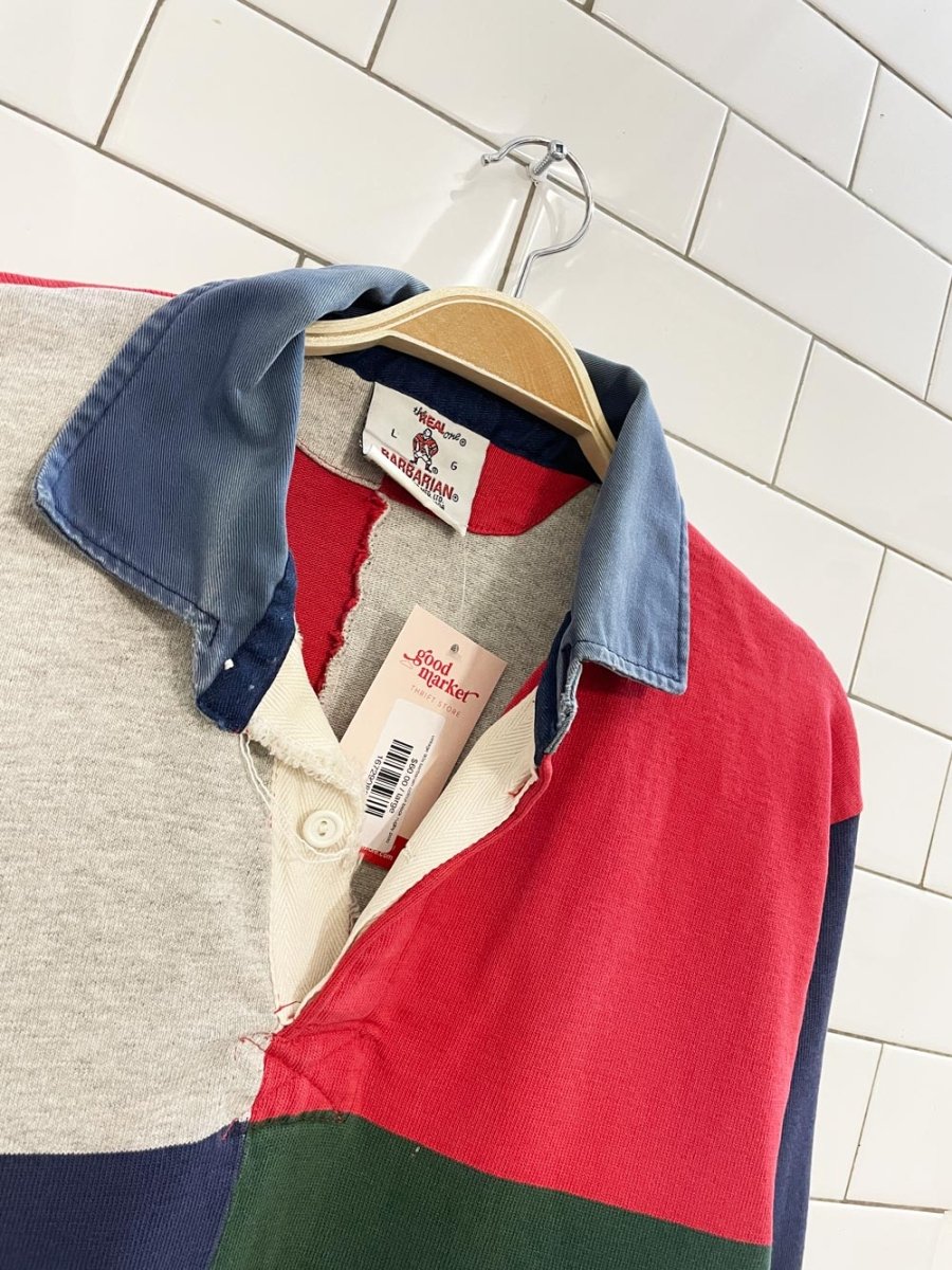 vintage 90s barbarian colour block rugby polo - good market thrift store
