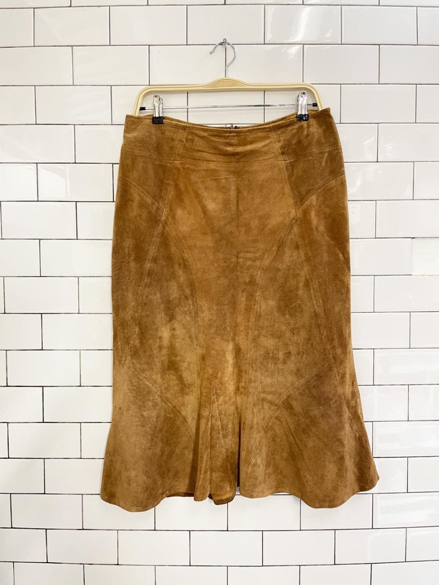 vintage 00s danier suede tulip midi skirt - good market thrift store