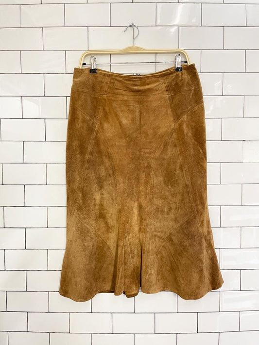 vintage 00s danier suede tulip midi skirt - good market thrift store
