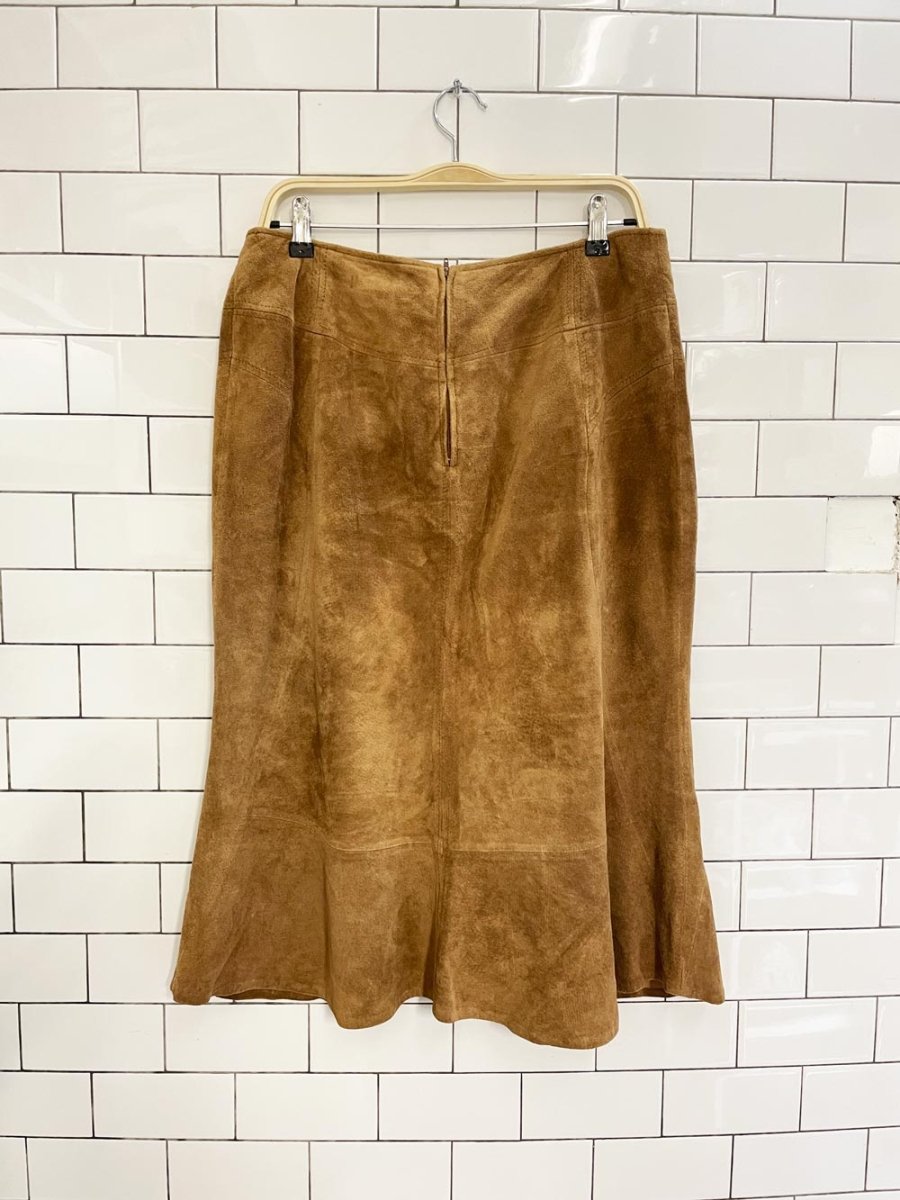 vintage 00s danier suede tulip midi skirt - good market thrift store