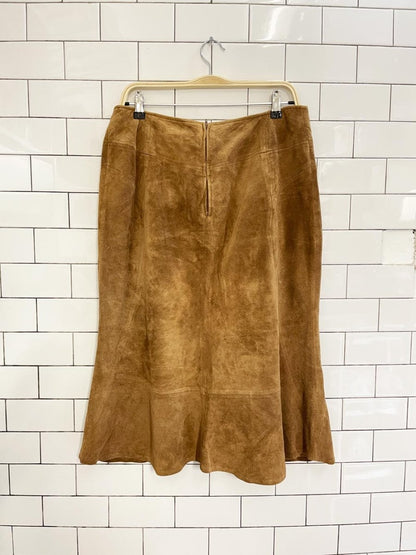 vintage 00s danier suede tulip midi skirt - good market thrift store