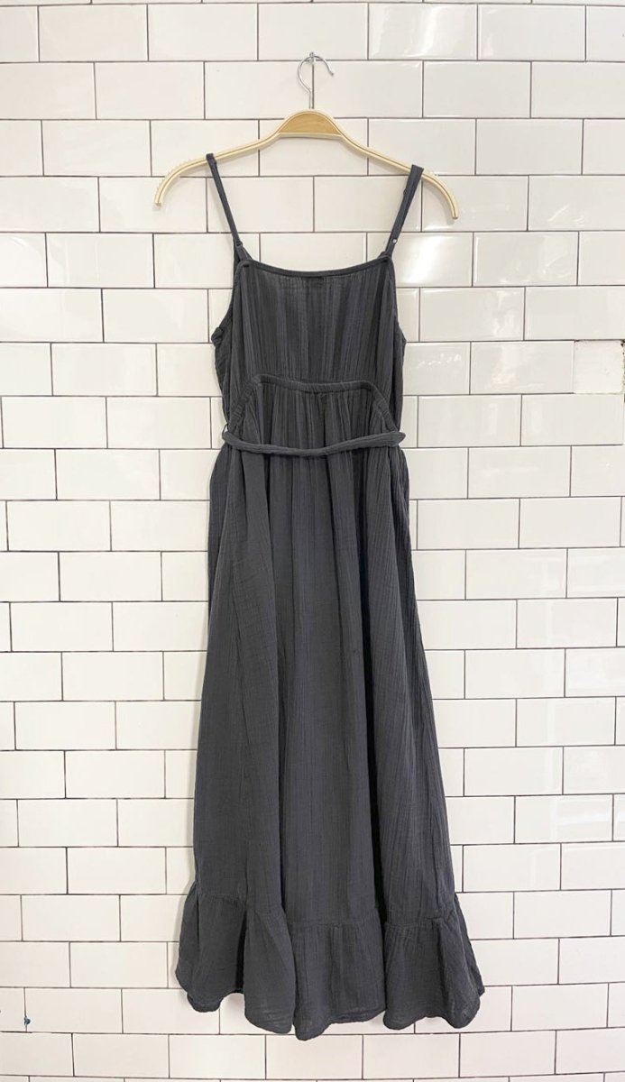 aerie gauze cotton ruffle wrap midi - maxi dress - good market thrift store