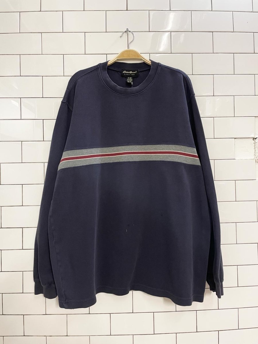 vintage 00s eddie bauer chest stripe ribbed long sleeve top - good market thrift store