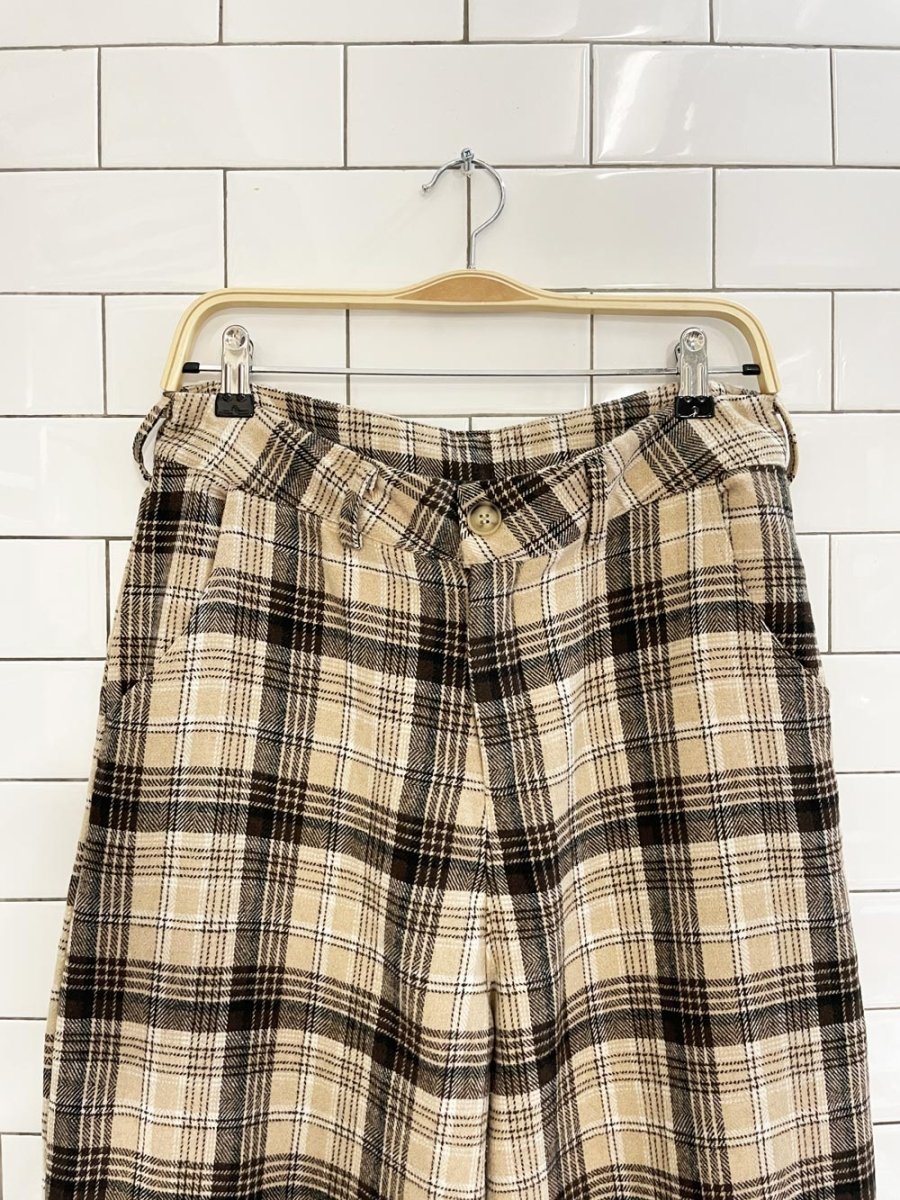 miss love wool - blend plaid wide leg pants - good market thrift store