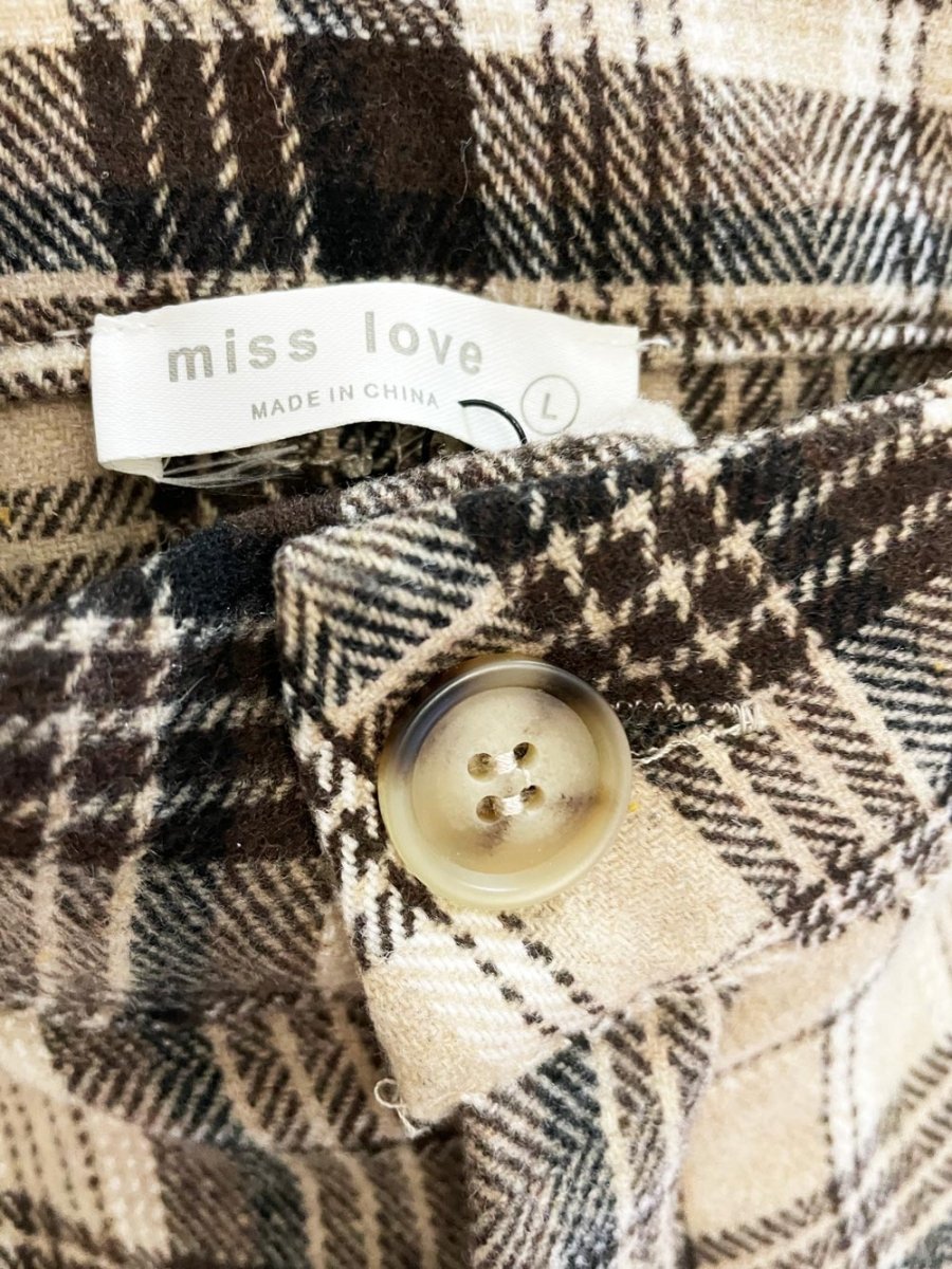 miss love wool - blend plaid wide leg pants - good market thrift store