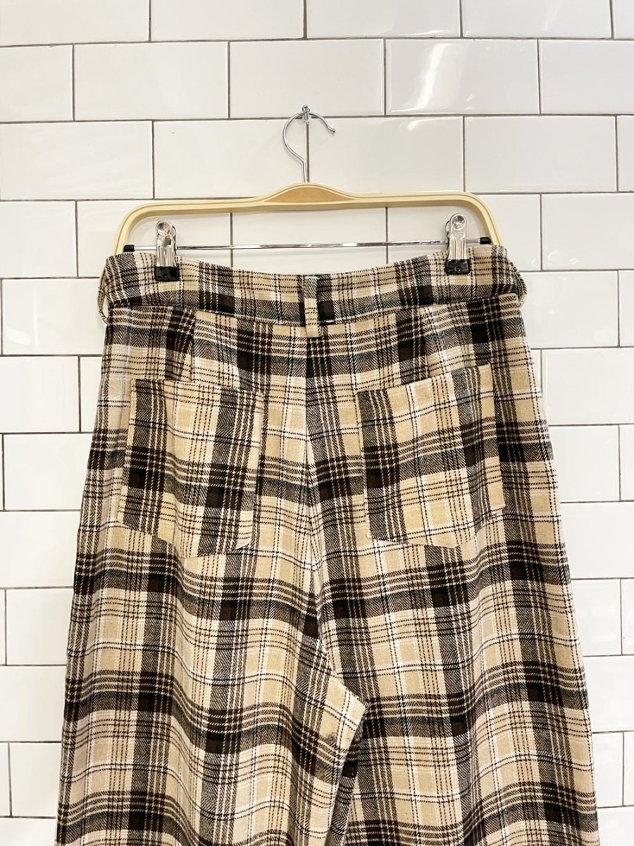 miss love wool - blend plaid wide leg pants - good market thrift store
