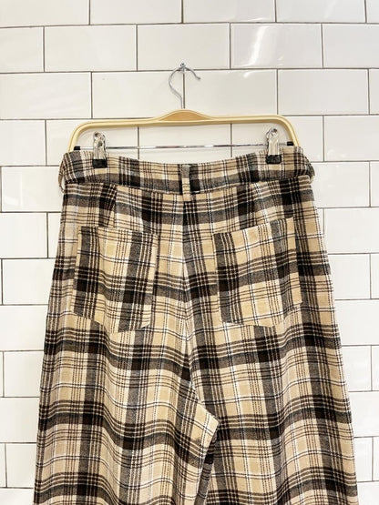 miss love wool - blend plaid wide leg pants - good market thrift store