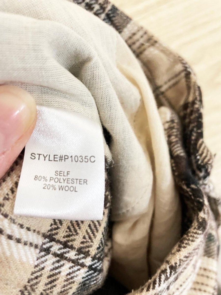 miss love wool - blend plaid wide leg pants - good market thrift store