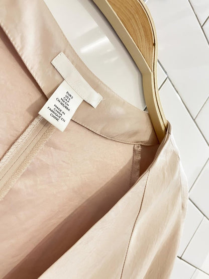 h&m 2025 champagne satin deep v balloon sleeve oversized blouse - good market thrift store