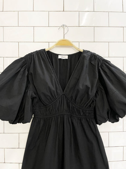 japna shirred waist puff sleeve midi dress - good market thrift store