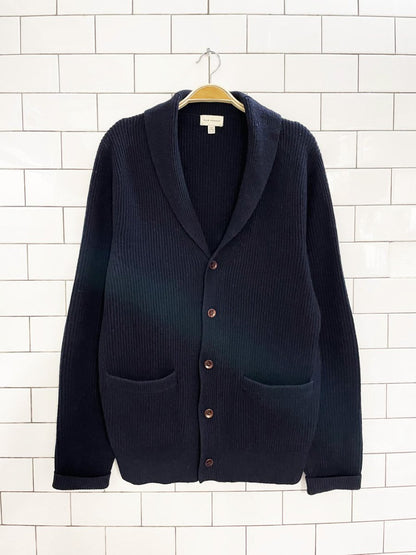 club monaco 100% merino wool ribbed knit shawl cardigan - good market thrift store