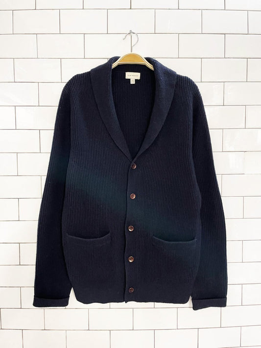 club monaco 100% merino wool ribbed knit shawl cardigan - good market thrift store