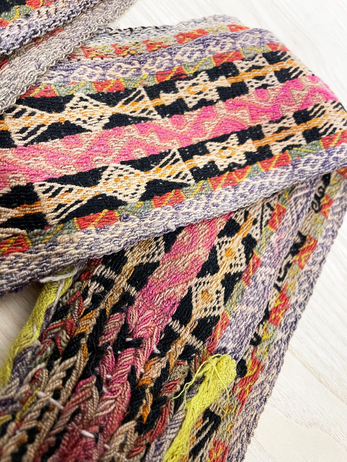 vintage wool-blend boho knit sash wrap belt