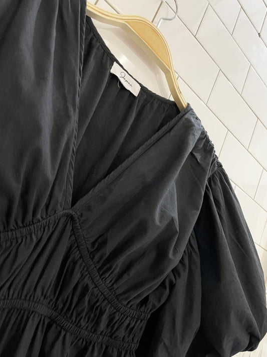 japna shirred waist puff sleeve midi dress - good market thrift store