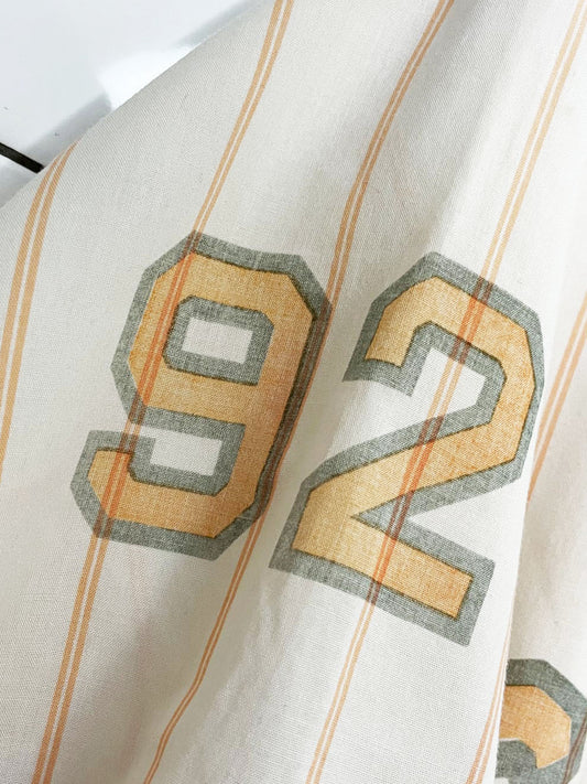 vintage 90s esleep baseball stripe 1/2 button lightweight night shirt