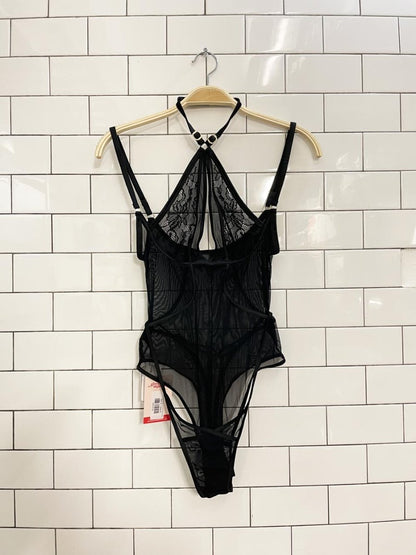 nwt mariemur bondage lace mesh lingerie bodysuit - good market thrift store