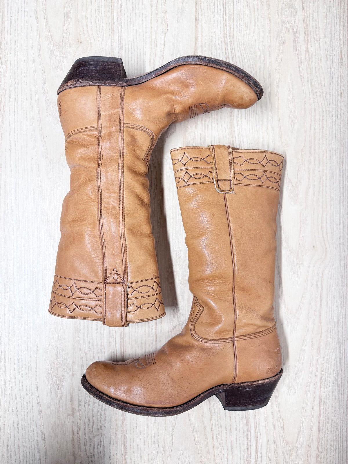 vintage 70s stewart handmade leather tall stovepipe rancher boot