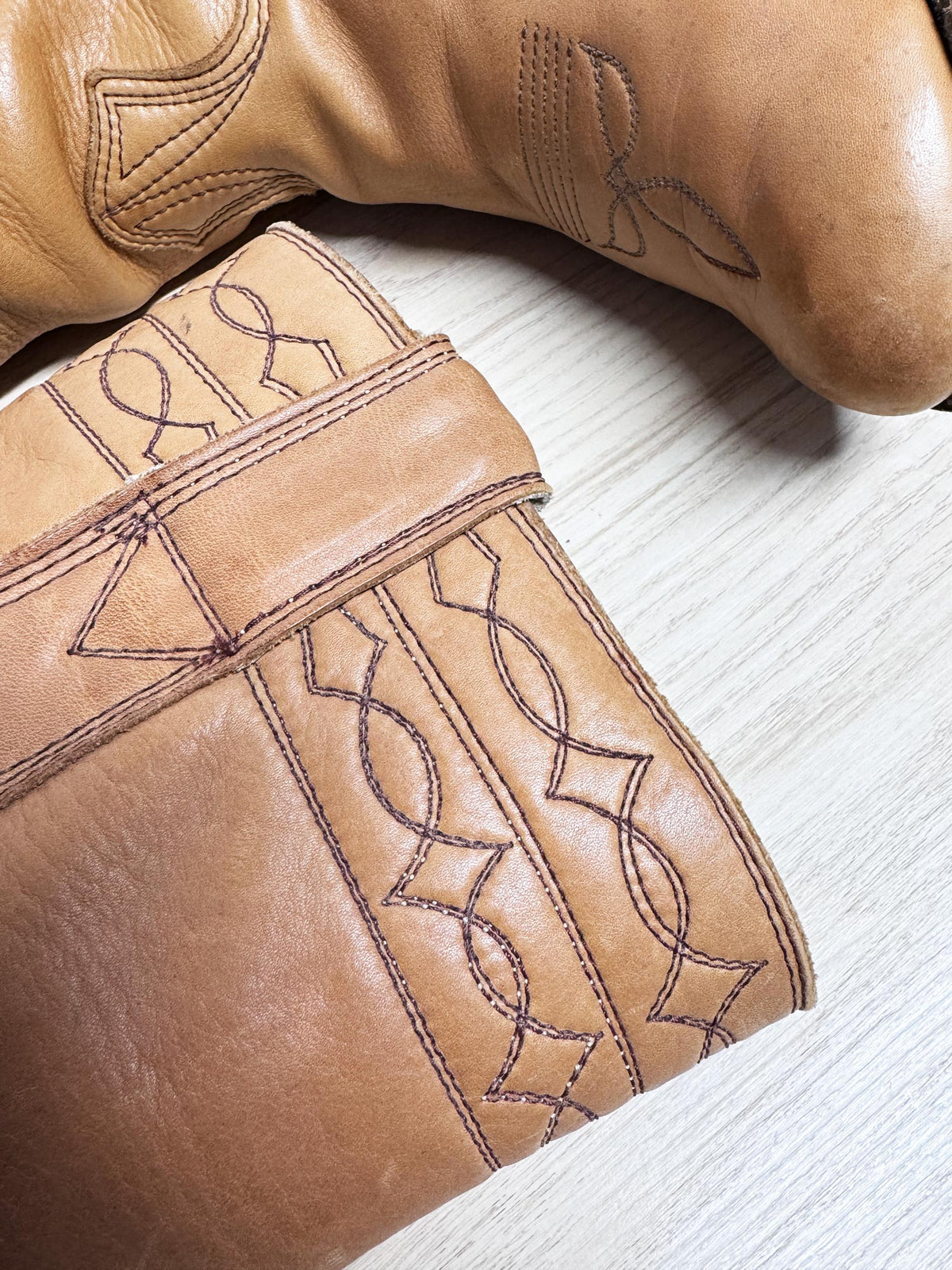 vintage 70s stewart handmade leather tall stovepipe rancher boot