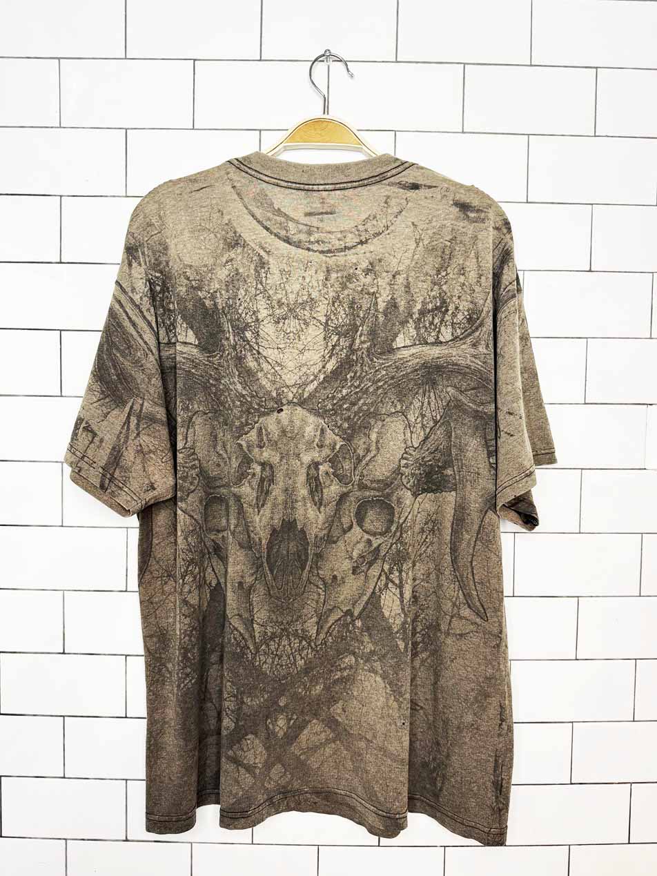 vintage realtree camo skull all over printed tee