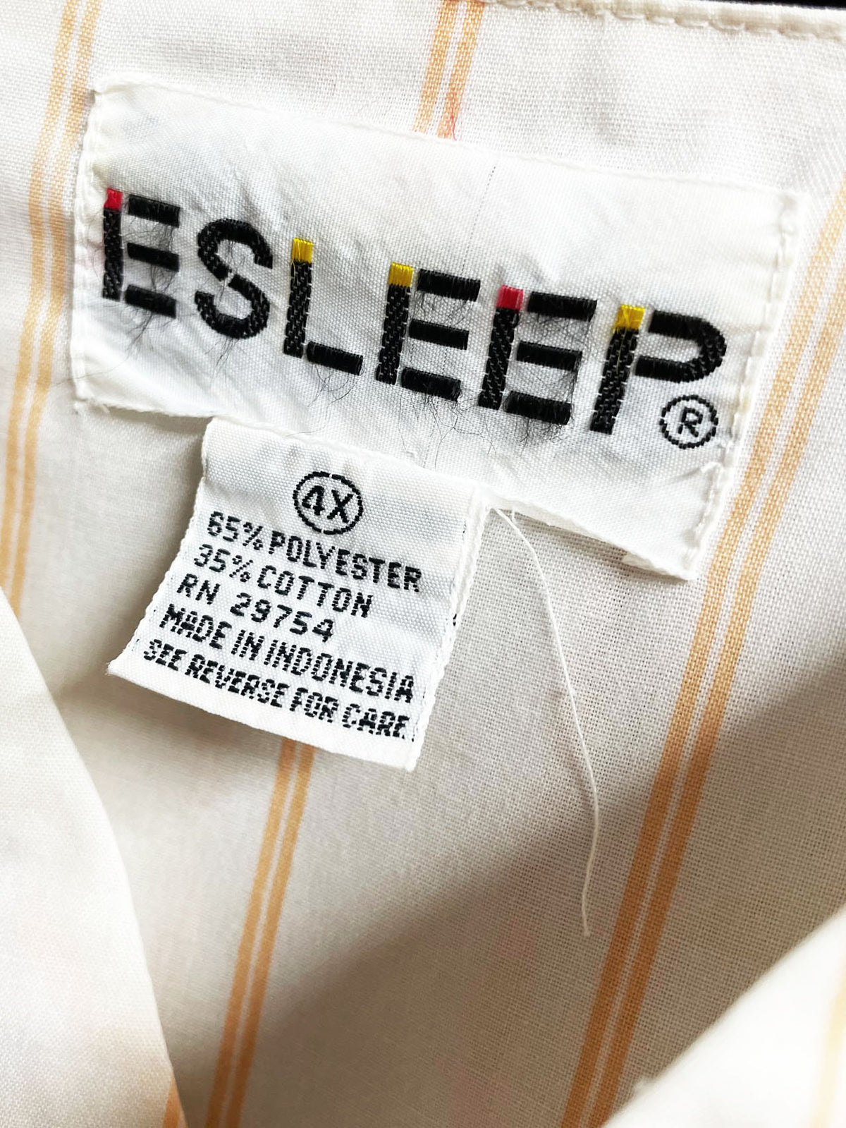 vintage 90s esleep baseball stripe 1/2 button lightweight night shirt