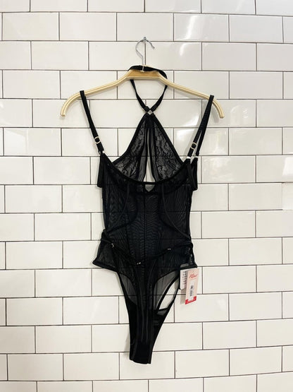 nwt mariemur bondage lace mesh lingerie bodysuit - good market thrift store