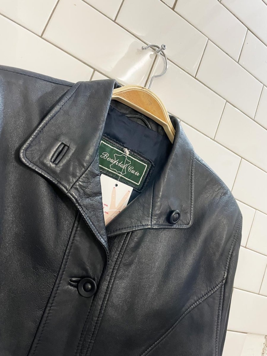 vintage navy minimal butter leather jacket - good market thrift store