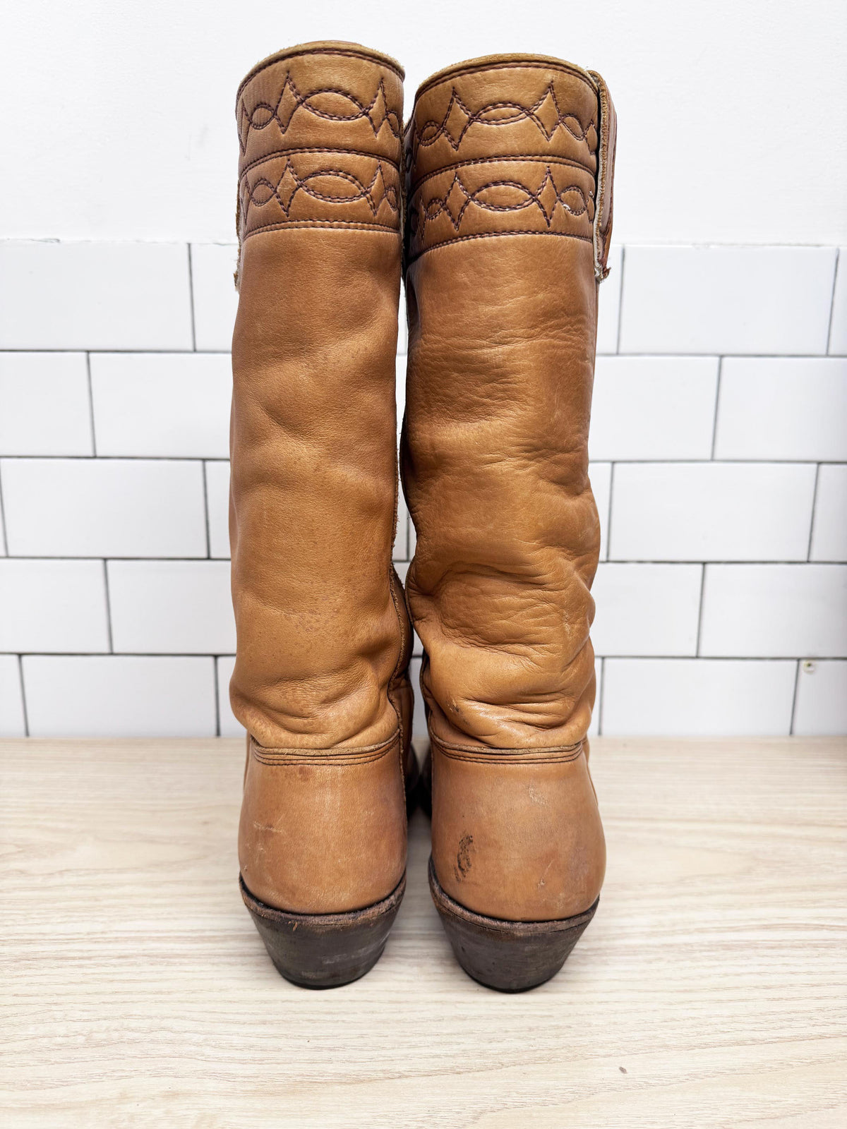 vintage 70s stewart handmade leather tall stovepipe rancher boot