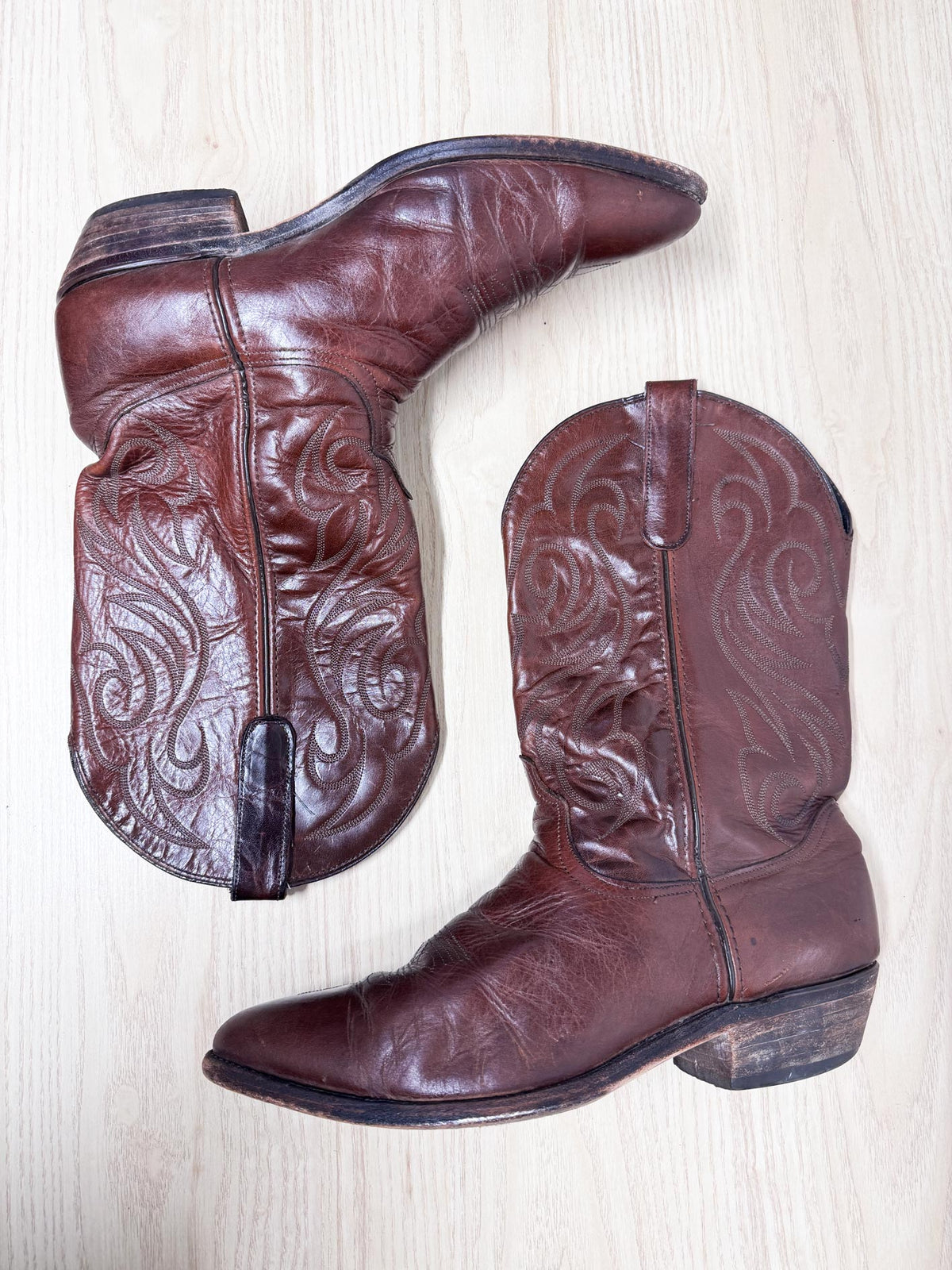 vintage code west leather western cowboy boots | made in USA