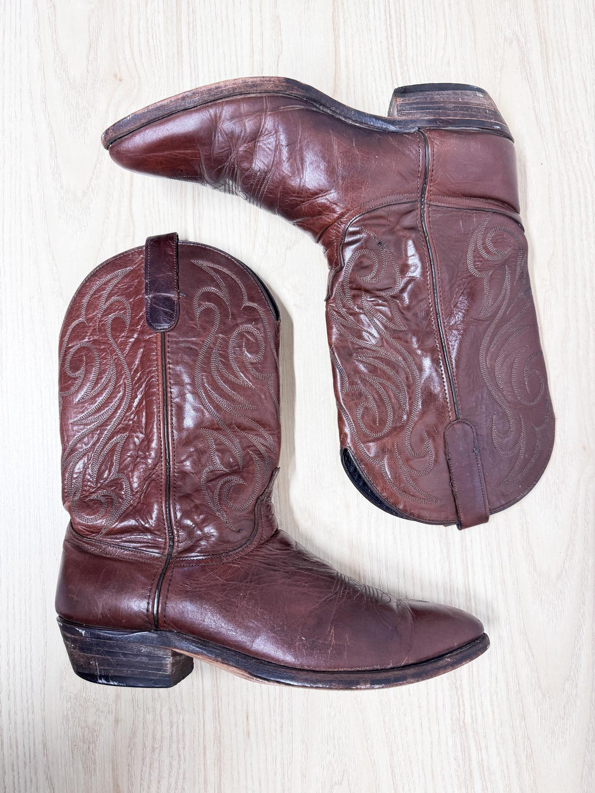 vintage code west leather western cowboy boots | made in USA