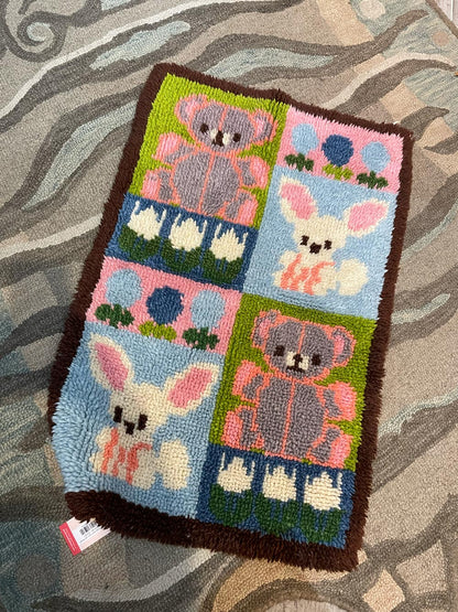 vintage baby latch hook wall hanging