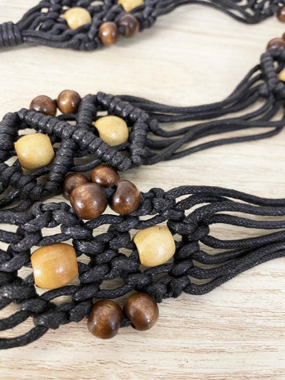 y2k boho beaded braided tie waist belt - good market thrift store