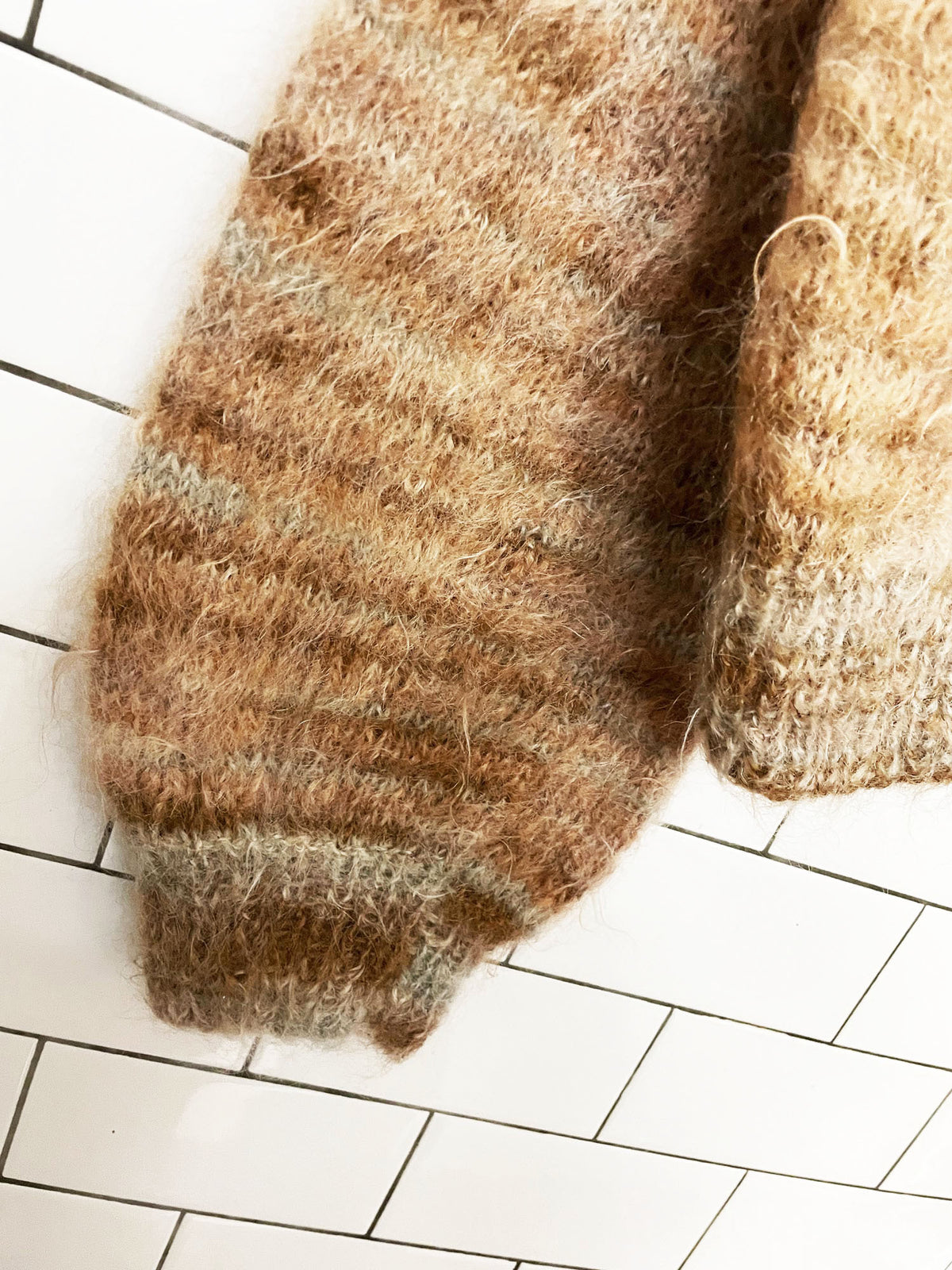 vintage mohair balloon sleeve knit cardigan sweater
