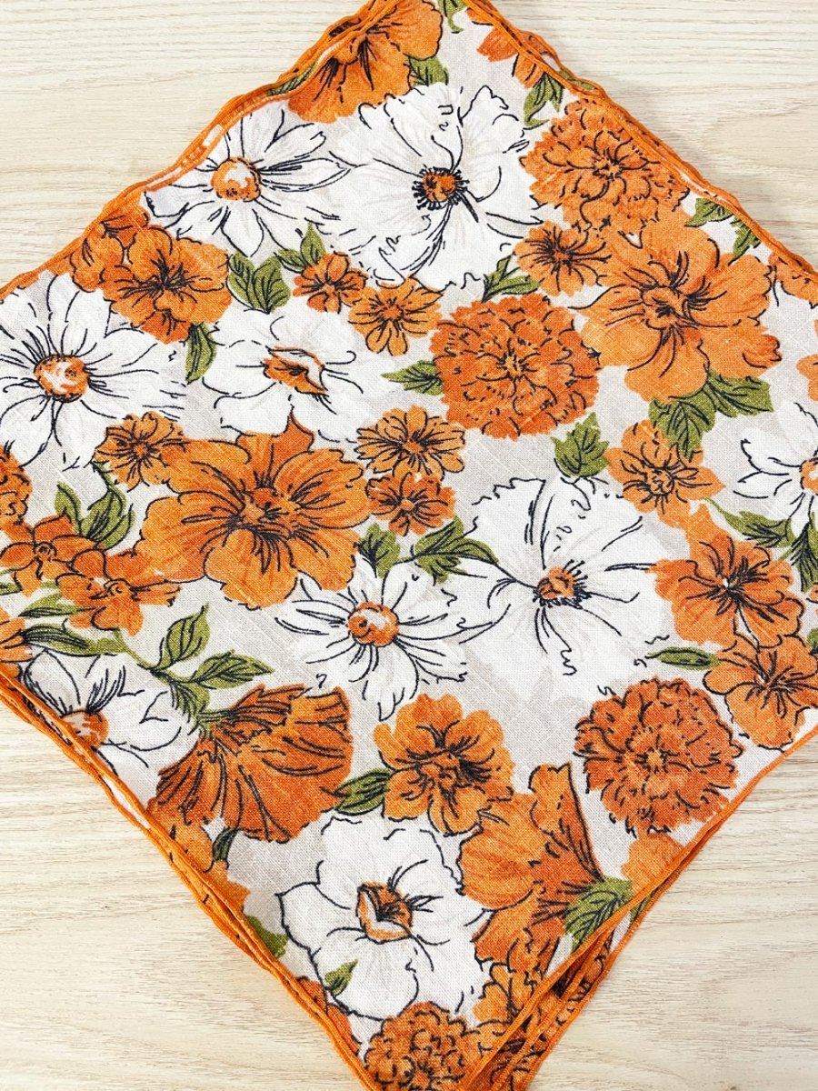 x6 vintage linen floral napkins - good market thrift store