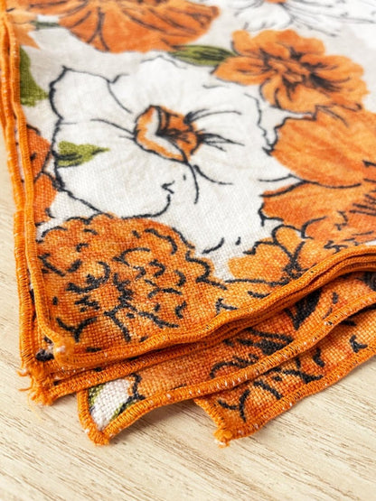 x6 vintage linen floral napkins - good market thrift store