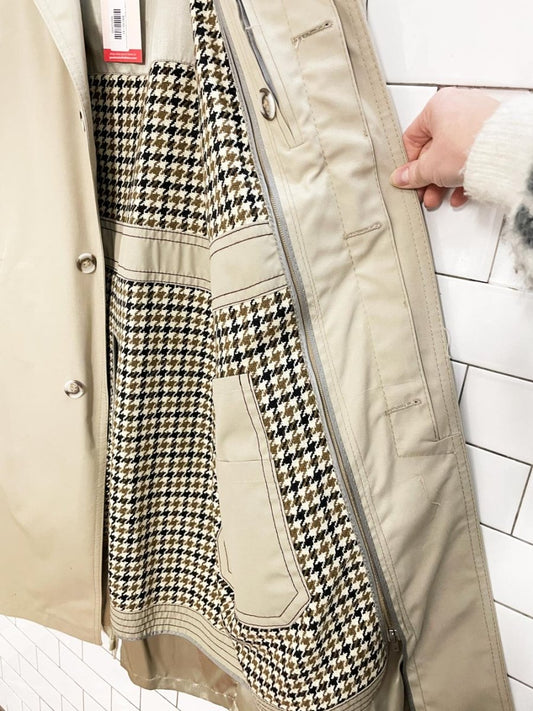vintage mcgregor houndstooth lined trench coat - good market thrift store