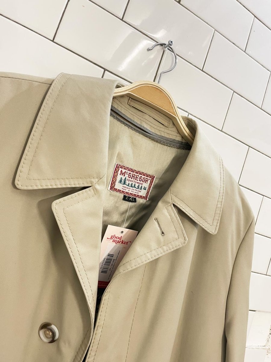 vintage mcgregor houndstooth lined trench coat - good market thrift store
