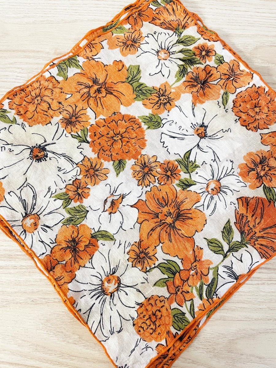 x6 vintage linen floral napkins - good market thrift store