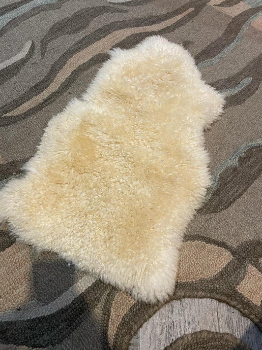 vintage small sheepskin rug / chair cover