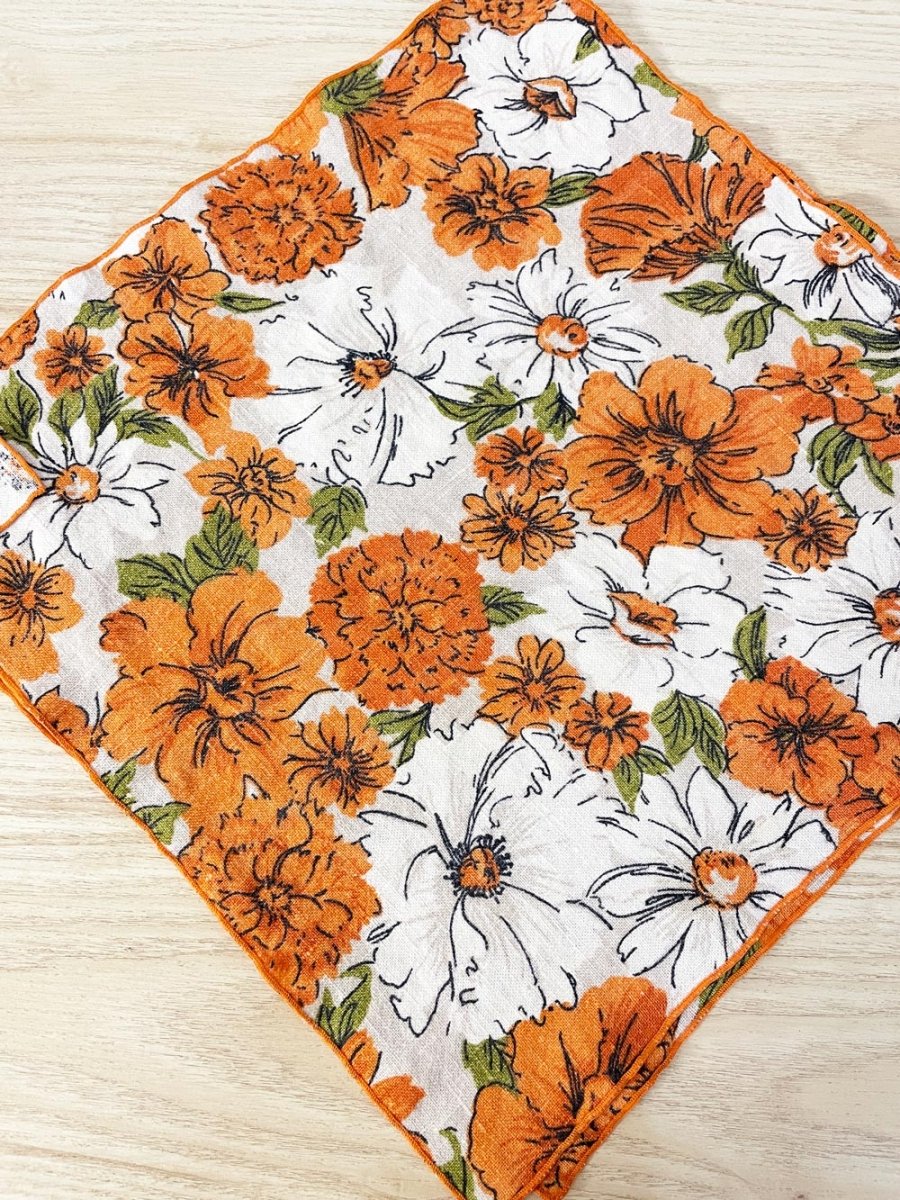 x6 vintage linen floral napkins - good market thrift store
