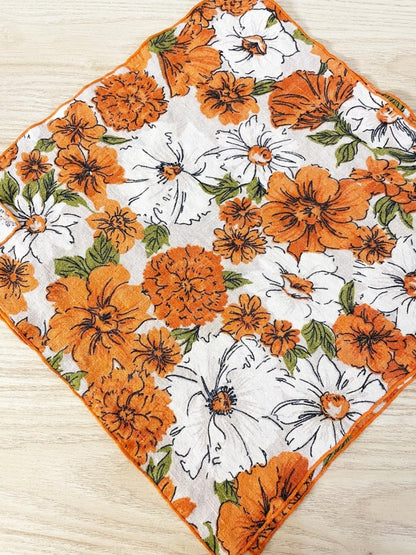 x6 vintage linen floral napkins - good market thrift store