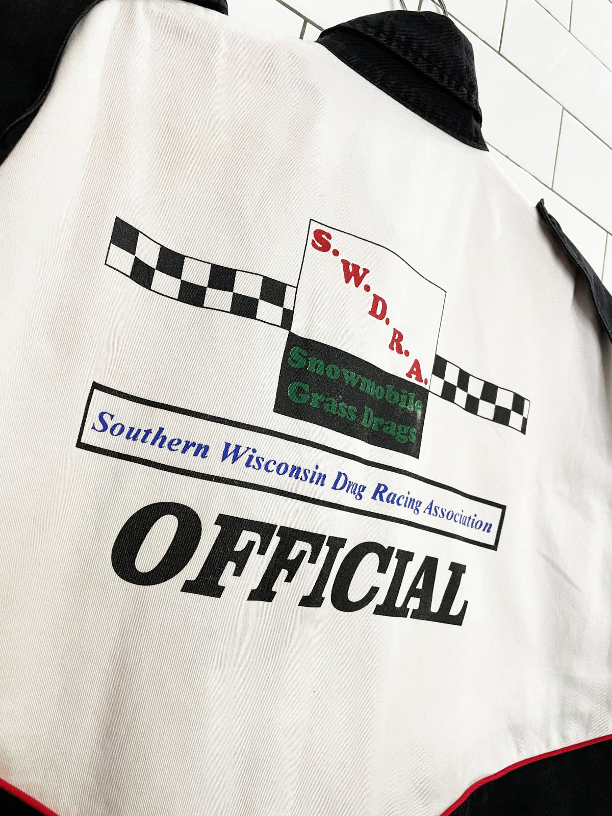 vintage 90s speedzone race gear pit crew official full button shirt
