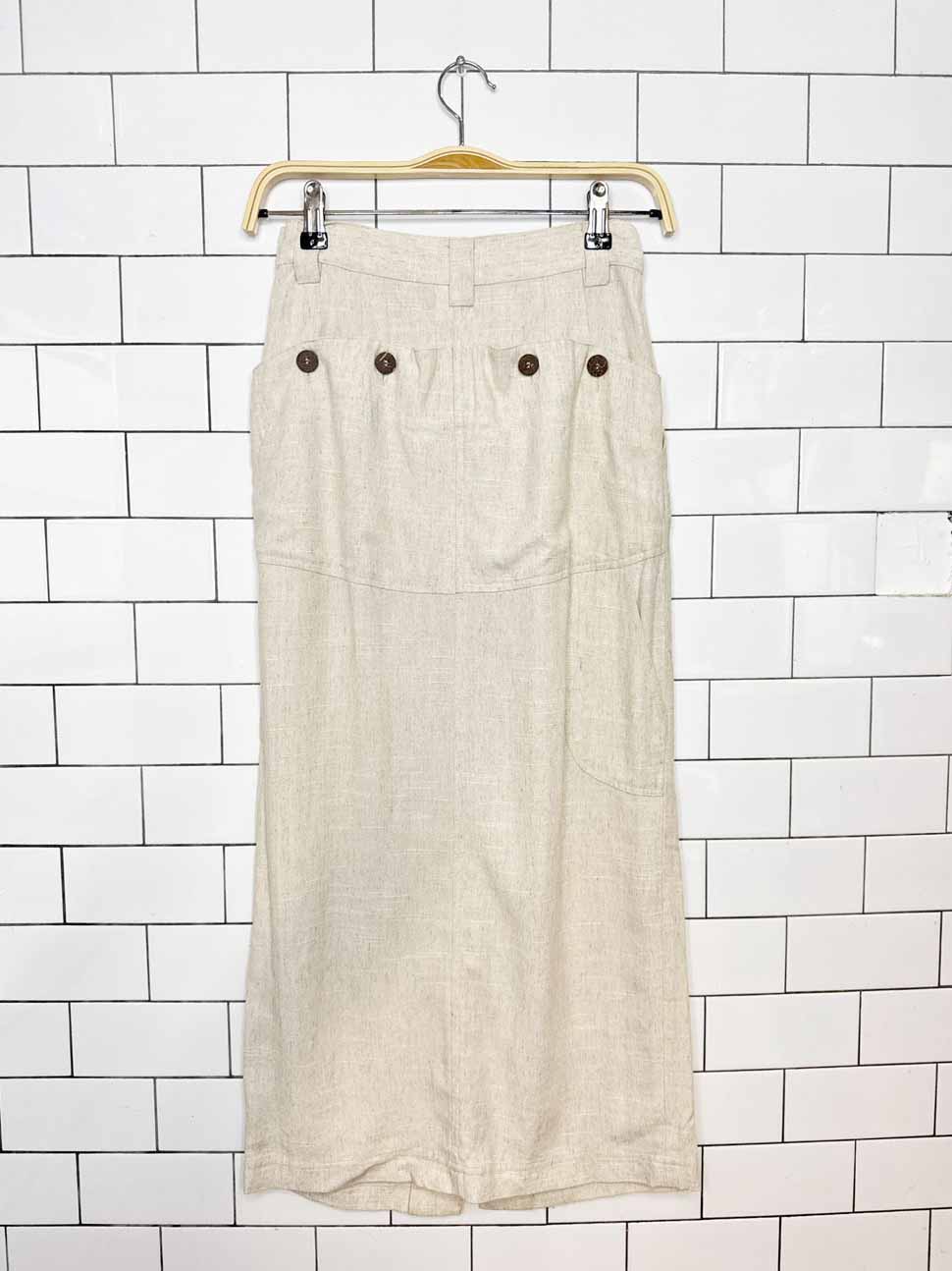 vintage ba-tsu club linen pleated midi skirt