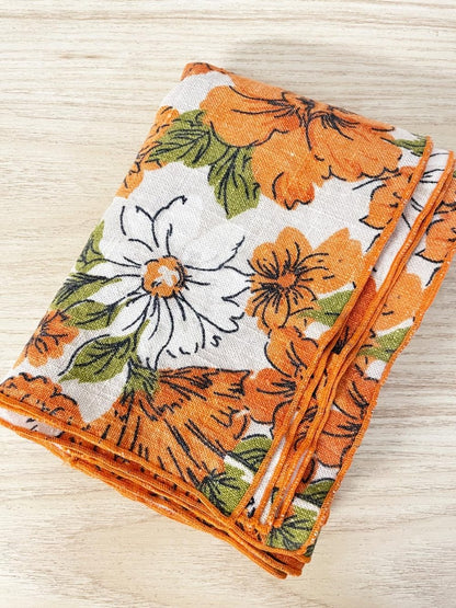 x6 vintage linen floral napkins - good market thrift store