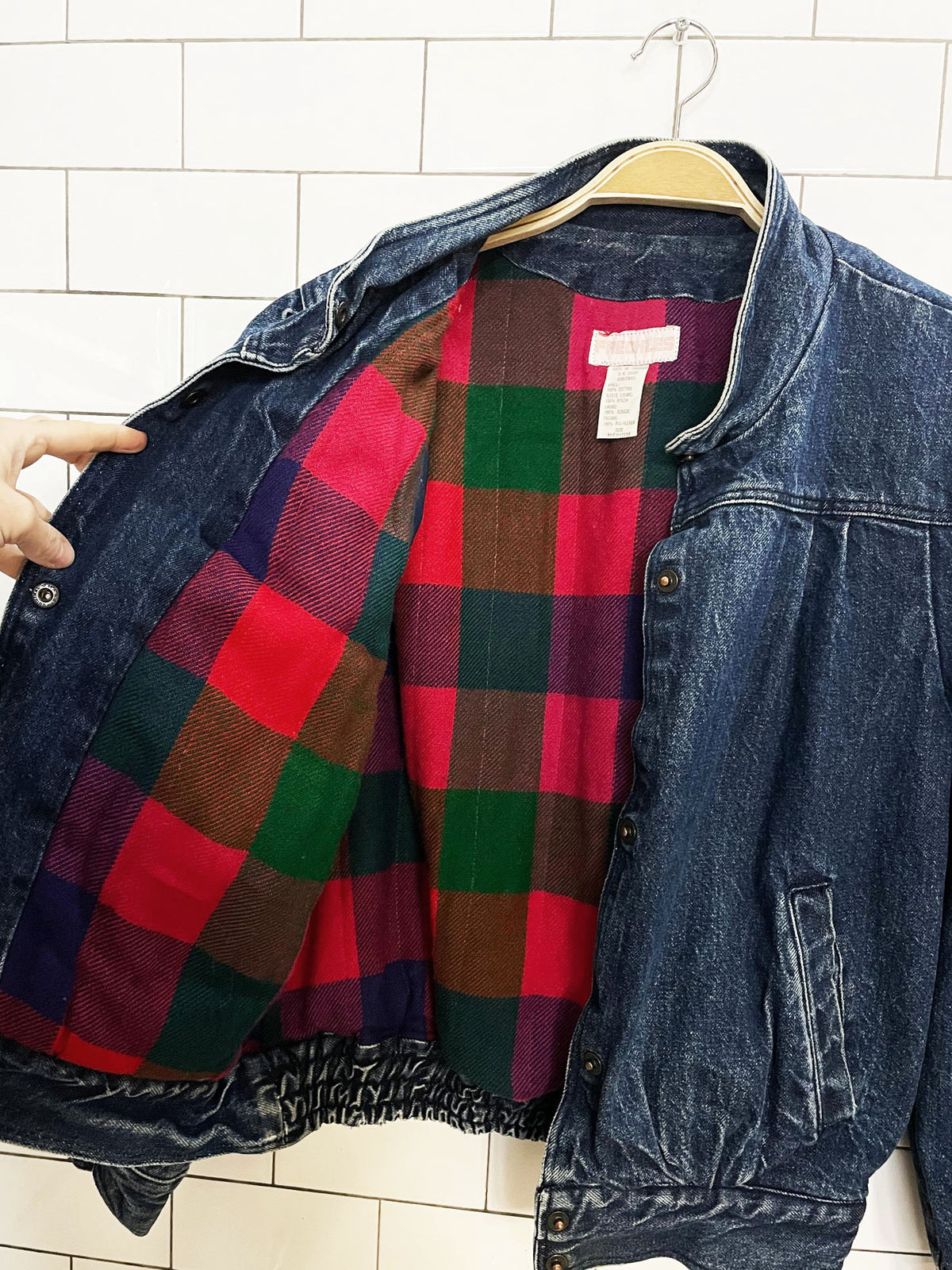 vintage 80s freckles pleated puff sleeve denim snap button jacket