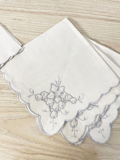 x4 vintage linen embroidered napkins - good market thrift store