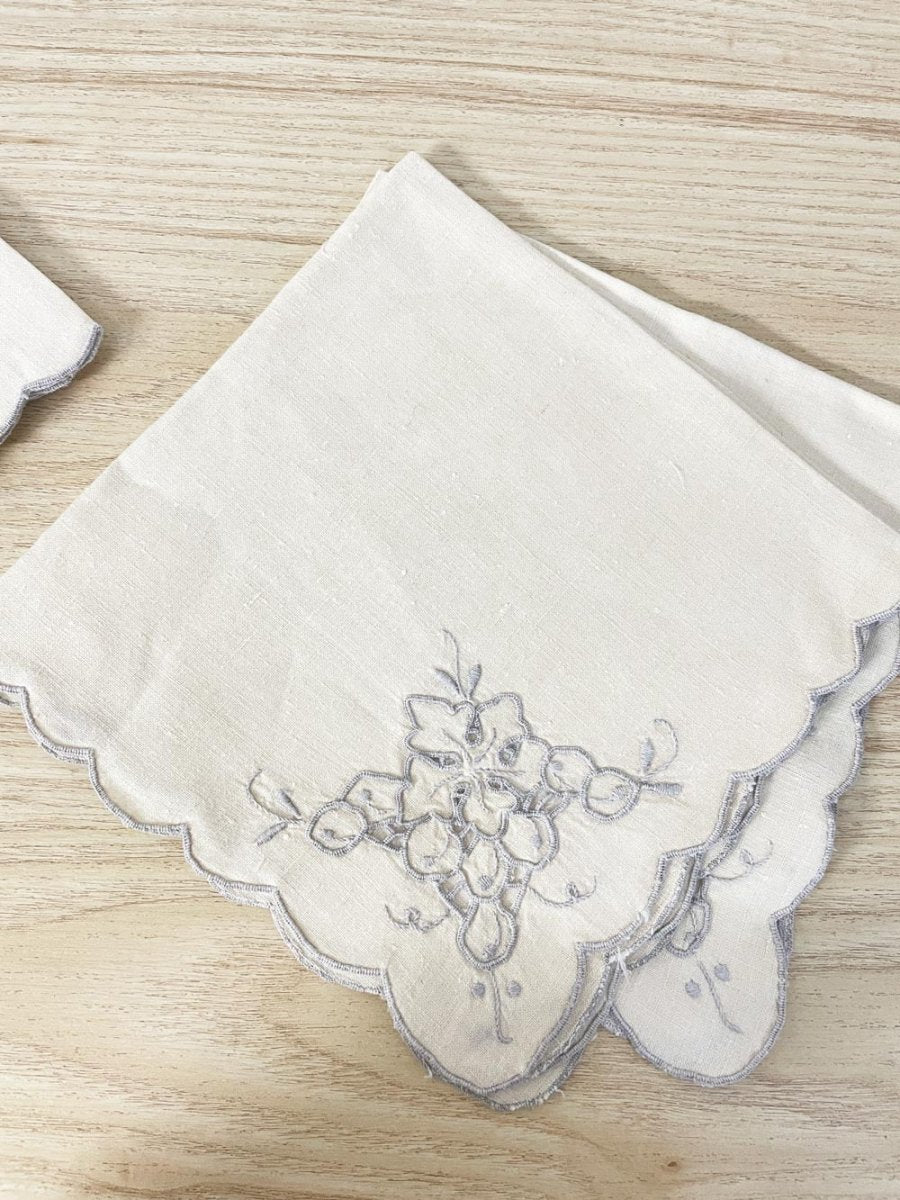x4 vintage linen embroidered napkins - good market thrift store